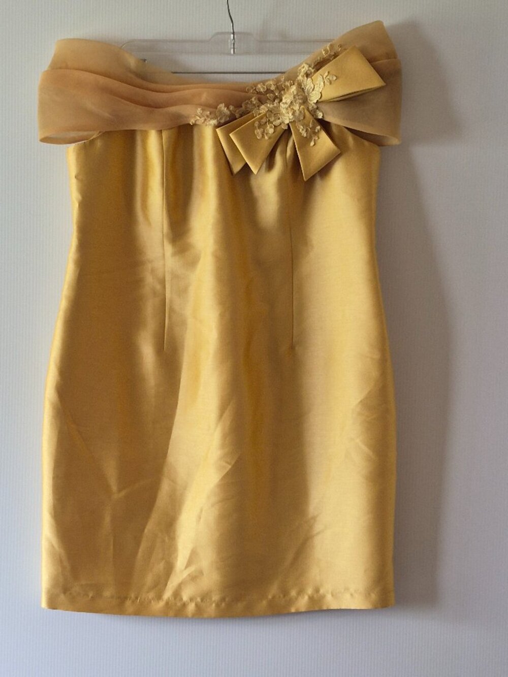 Vintage 80's Designer Ricci Lizaso Marigold Off Shoulder Cocktail Dress